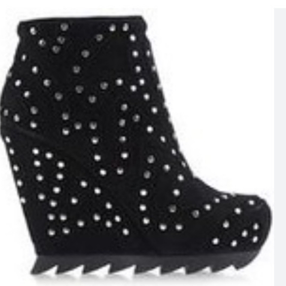 Camilla Skovgaard Shoes - Camilla Skovgaard Black Suede Studded Wedge Ankle Boots